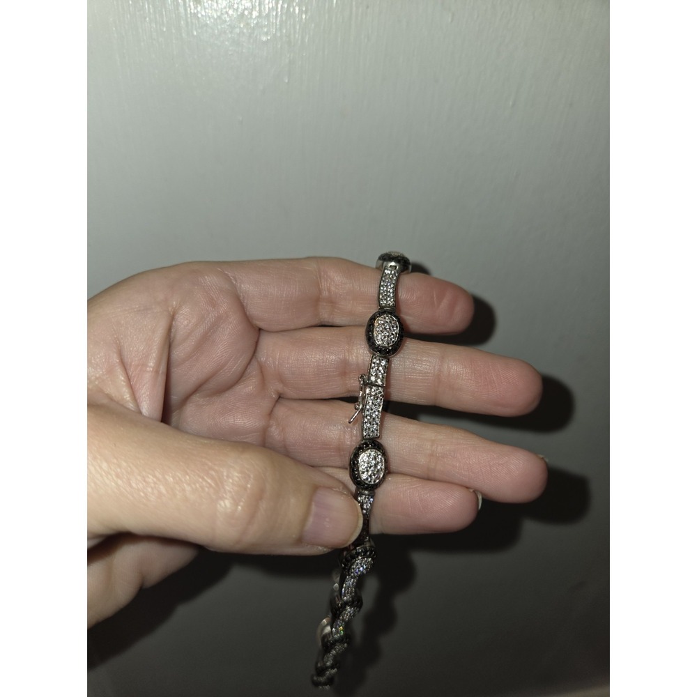 Sterling Silver .925 And Black Spinel Necklace. 16 Inches. 1.2 Ozt - Picture 8 of 9